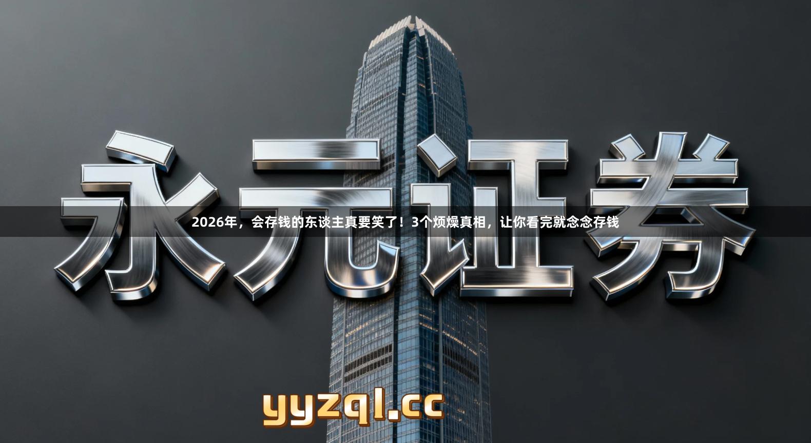 2026年，会存钱的东谈主真要笑了！3个烦燥真相，让你看完就念念存钱